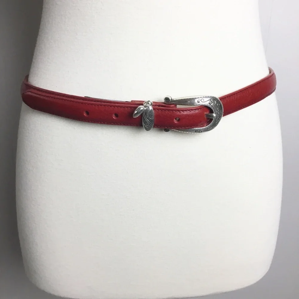 Vintage Brighton Red & Silver Belt Size 32 M/L Leather